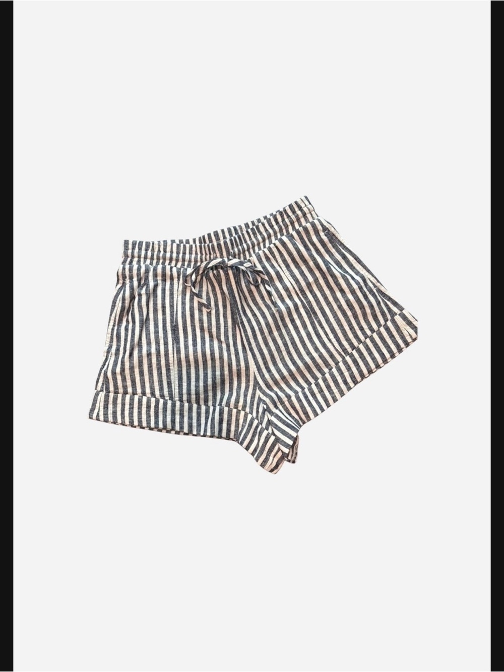 Women’s Striped Drawstring Shorts — Black & White